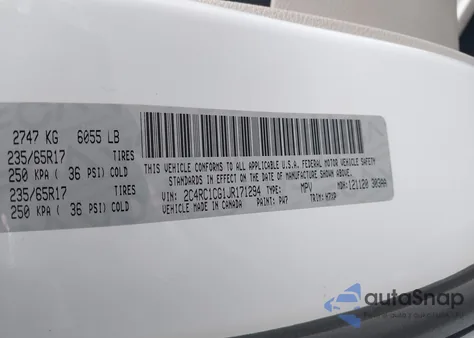 2018 Chrysler Pacifica Lx из США, поврежденный, VIN 2C4RC1CG1JR171294